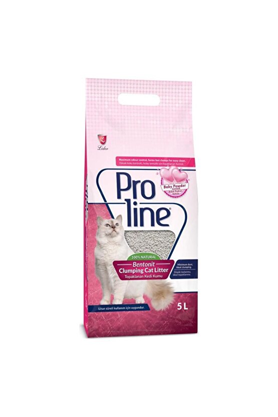 Proline Bentonit Pudralı Topaklanan İnce Taneli Kedi Kumu 5 Lt - 8698995010153