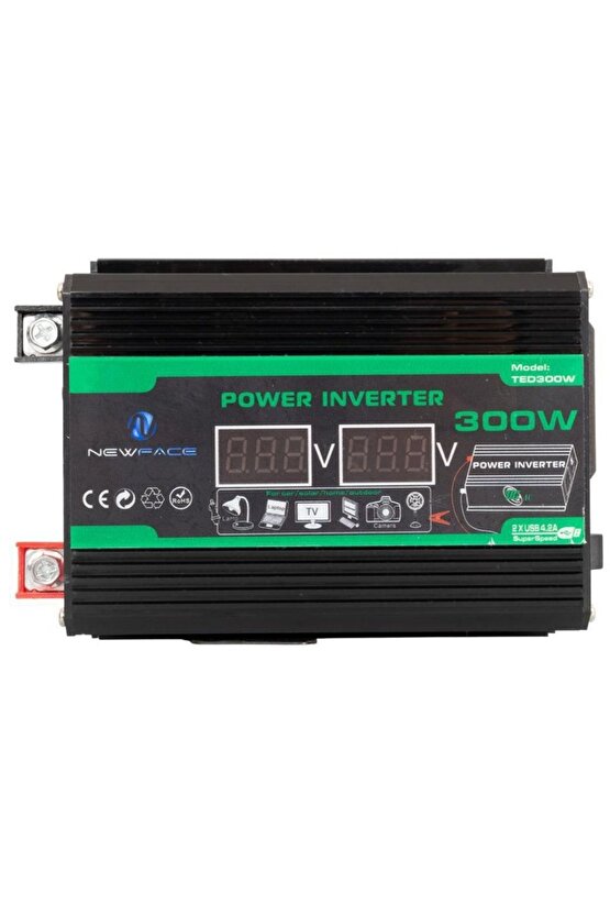 Dijital Ekran 12 Volt 300 Watt Modifiye Sinüs Power İnverter