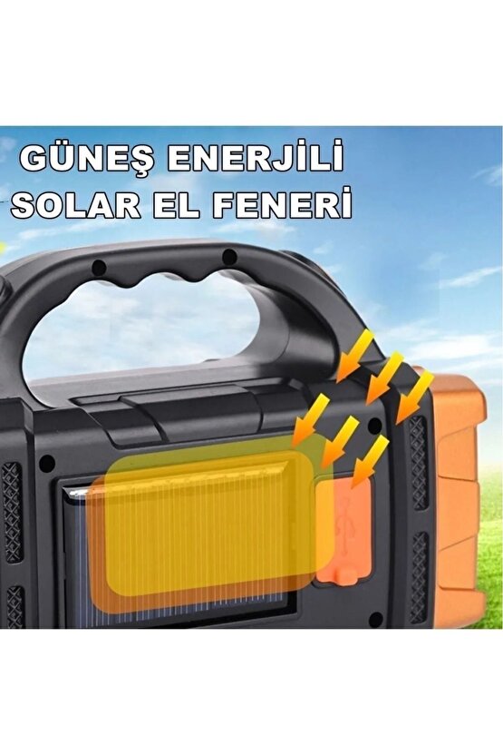 Solar Işıldak Fener Güneş Enerjili Ve Usb Şarj Kamp Lambası Cata Hazar Kamp Feneri Mobil Güç Kaynağı