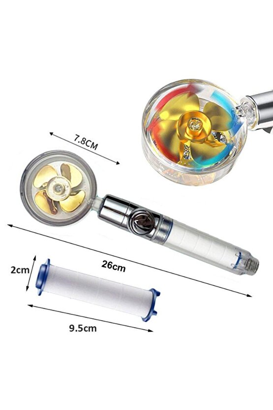 Filtreli Yüksek Basınçlı Pervaneli Duş Başlığı