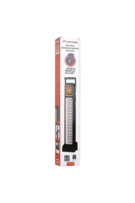 Akdenizpos  Kg01 Premıo Pr-3838 2 Watt Cob Led + 48 Ledli Solar Şarjlı Işıldak (Yeni)