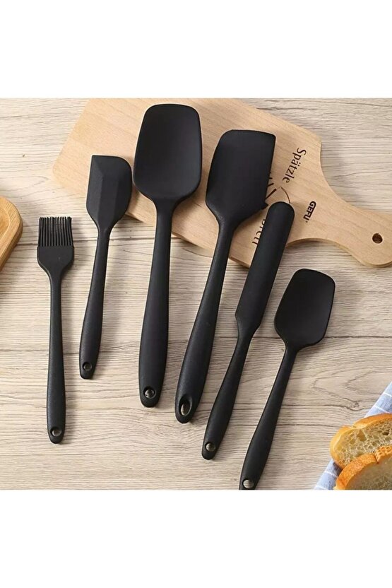 Siyah 6lı Silikon Spatula Mutfak Seti