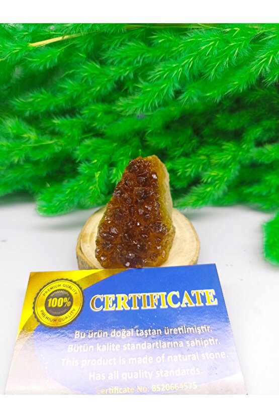 SİTRİN DOĞAL TAŞ STANDLI (SERTİFİKALI)(130 GRAM)