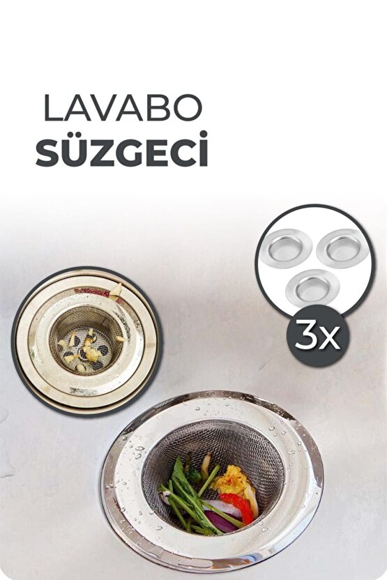 Çelik Lavabo Süzgeci 3 Adet