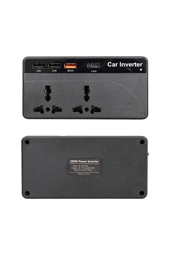 C9u-3l Shopzum Cz0112v-24v 12-24 Volt 200 Watt 3 Usb Girişli Araç Power Inverter