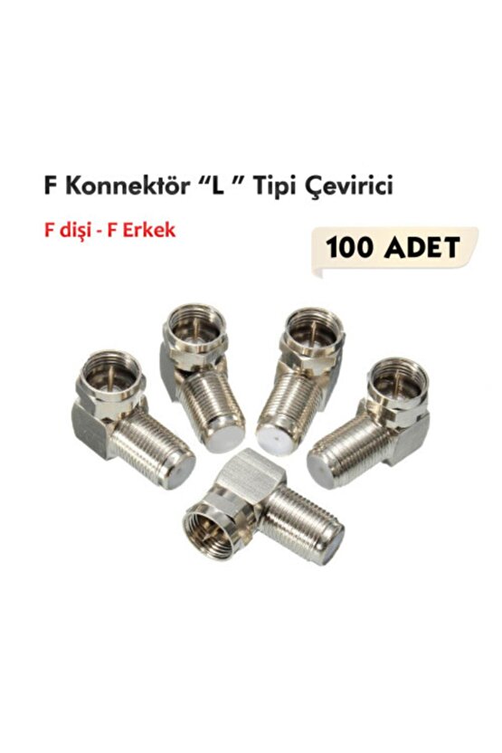 F Konnektör l Tipi Çevirici Fiş  F Dişi F Erkek  100 Adet