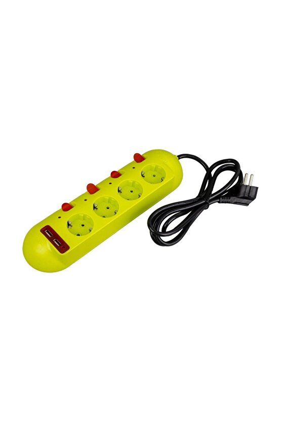 Ve-e40usb 4lü 2 Usbli 1.5 Metre Ayrı Anahtarlı Grup Priz