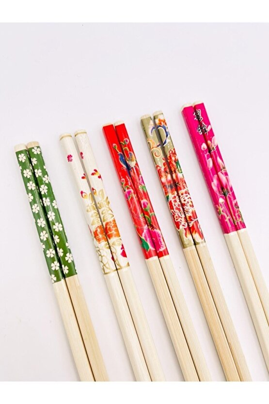 Desenli Bambu Chopstick Set 10 Adet (5çift)