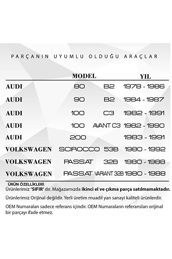 Audi 80,90, Vw Scirocco, Passat, Passat Variant Için Sunroof Ayağı