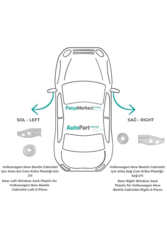 Volkswagen New Beetle Cabriolet için Arka Cam Kriko Plastiği-Sağ-Sol-Set