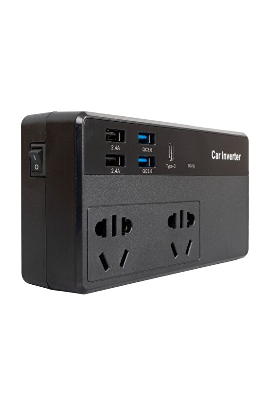 Cz0212v-24v 12-24 Volt 200 Watt 4 Usb + Type-c Uyumlu Girişli Araç Power Inverter 4172 alithestereo