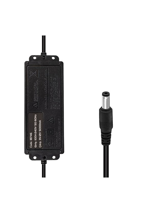 Powermaster 3 Volt - 12 Volt - 5 Amper Uyumlu Çok Uçlu Ayarlı Kademeli Adaptör  alithestereo