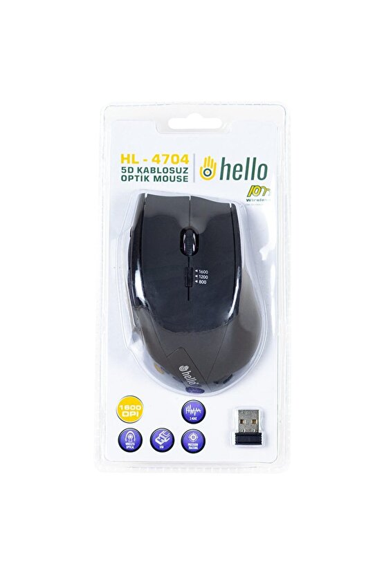 Byrdrp Hello Hl-4704 2.4Ghz 1600Dpi 5D Kablosuz Optik Oyuncu Mouse (4549) Byrnew Uyumlu