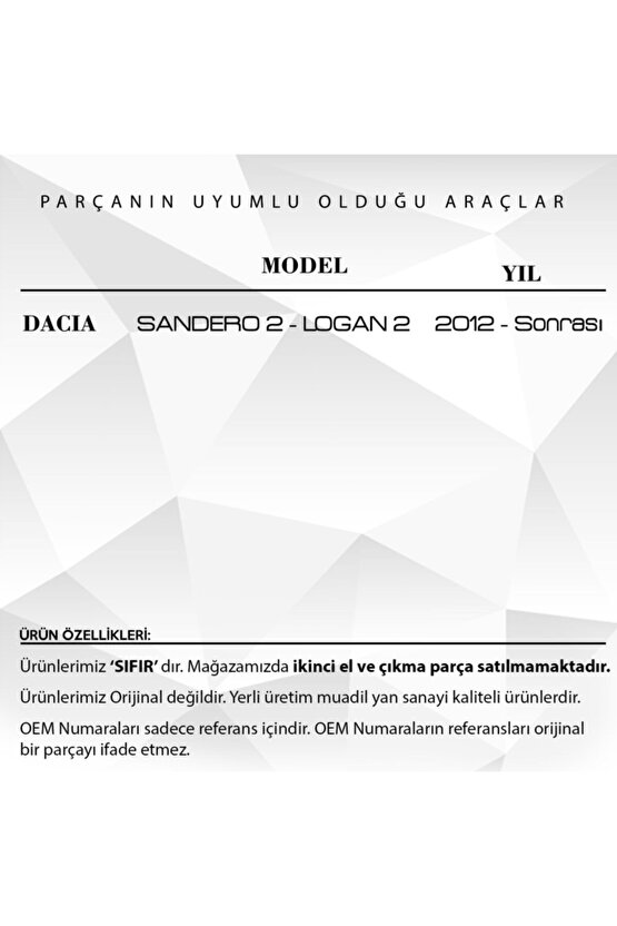 Dacia Sandero Iı , Logan Iı Için Ön Tampon Bağlantı Spotu - Sağ