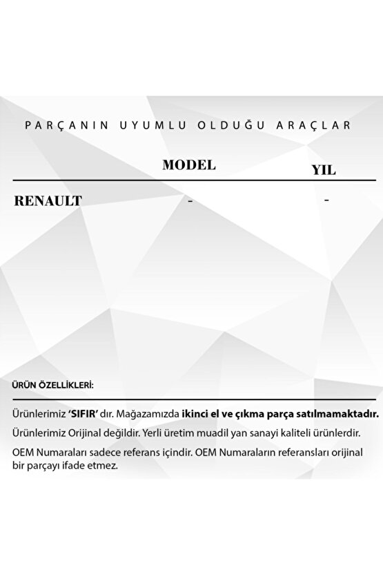 5 Adet Renault İçin Uyumlu Kilometre İbresi Çubuğu