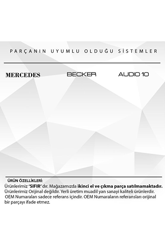 Mercedes Audio 10 Için Radyo Düğmesi Becker Be4400 Be4500 Be3210