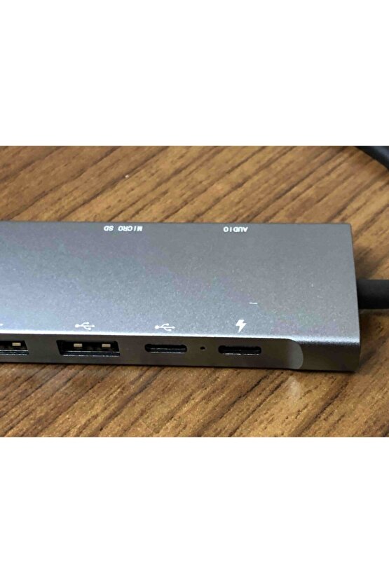 9 Portlu Aleminyum Metal Kasa Sd Usb Type C Audio Hub Hdmı Girişli Macbook Çevirici