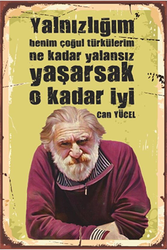 Can Yücel Yalnızlığım Şiir Edebiyat Retro Ahşap Poster