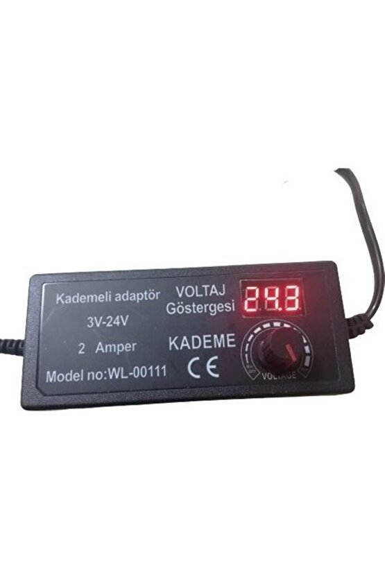 Ayarlı Kısa Devre Korumalı 3 - 24 Volt 2000 Mah Dijital Ekranlı Adaptör KPF871