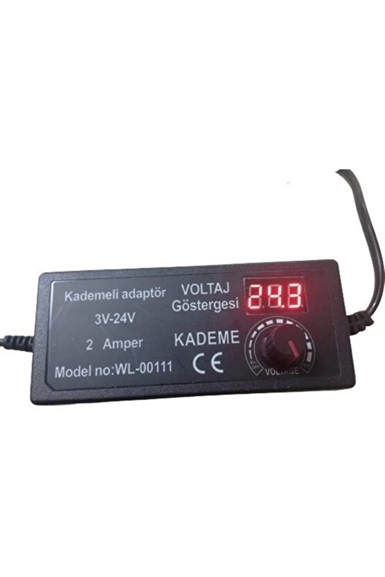 Voltaj Ayarlı Kademeli Adaptör 3V 24V Arası 2 Amper Led Göstergeli Ekranlı