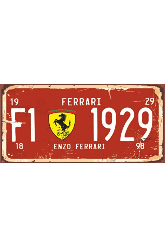 F1 Ferrari Mini Retro Ahşap Poster