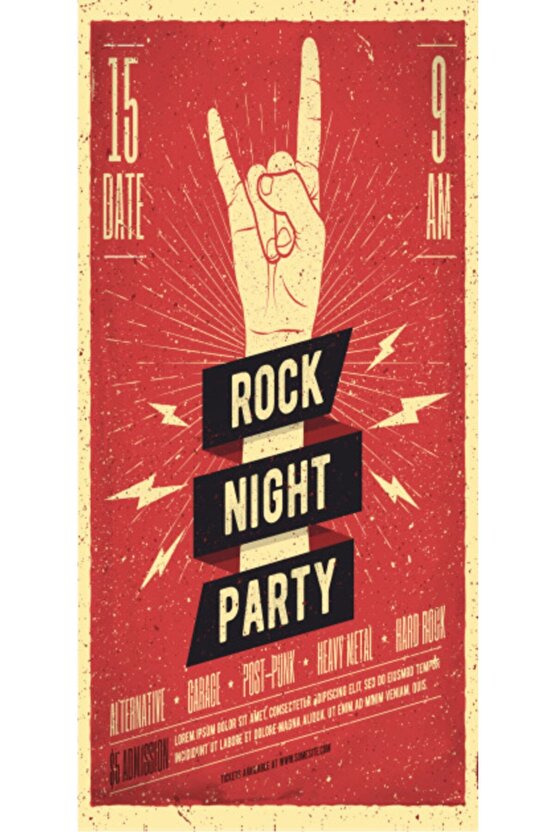 Rock Party (10 Cm X 20 Cm) Mini Retro Ahşap Poster