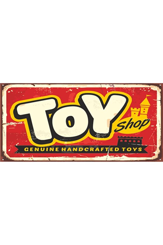 Toy Shop Oyuncakçı (10 Cm X 20 Cm) Mini Retro Ahşap Poster