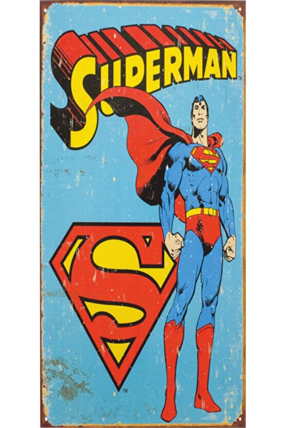 Superman Mini Retro Ahşap Poster 10 cm X 20 cm