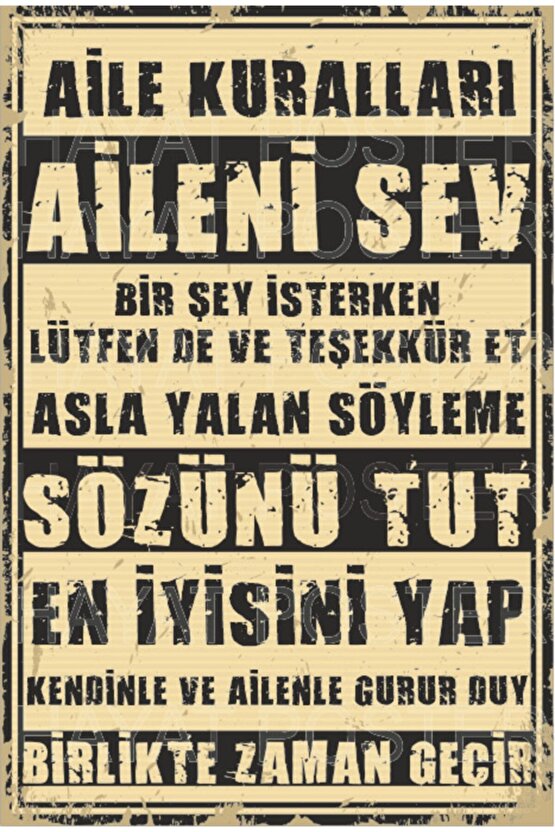 Ofis Işyeri Kuralları Tablosu Retro Vintage Ahşap Poster