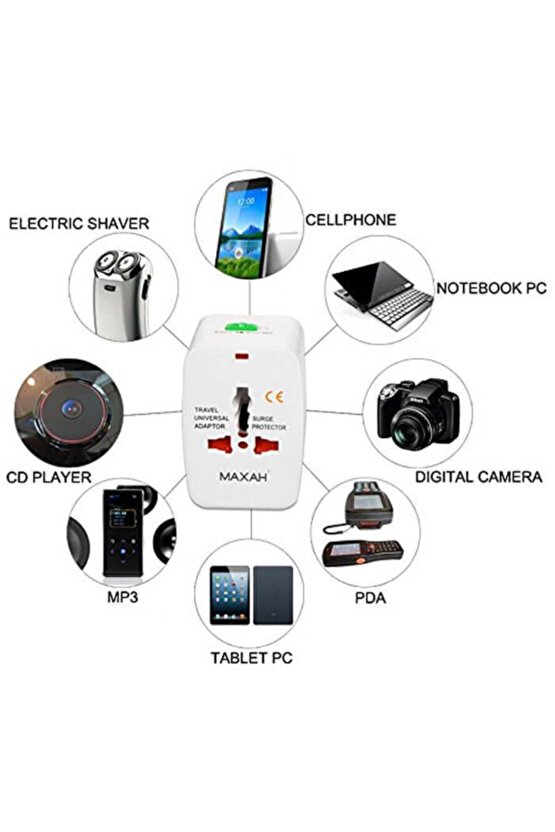 Universal Priz Fiş Çevirici Dönüştürücü Adaptör Tüm Ülkeler