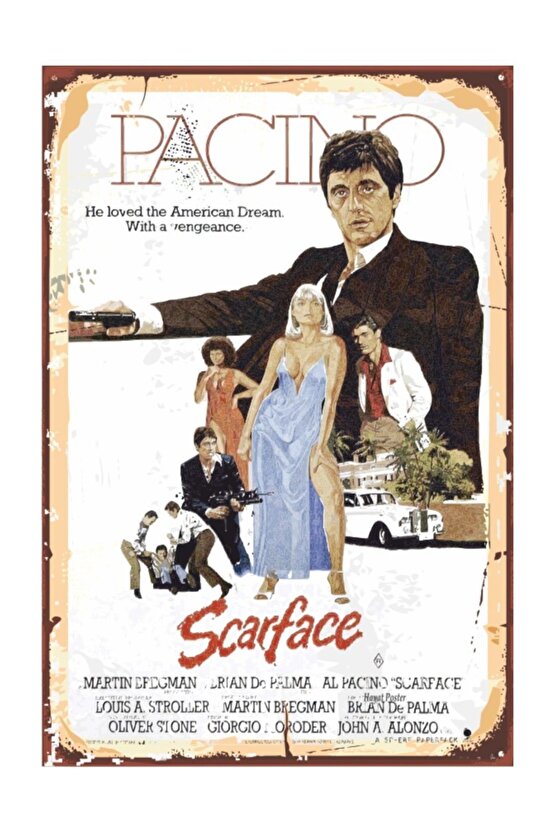 Al Pacino Scarface (10 Cm X 20 Cm) Mini Retro Ahşap Poster