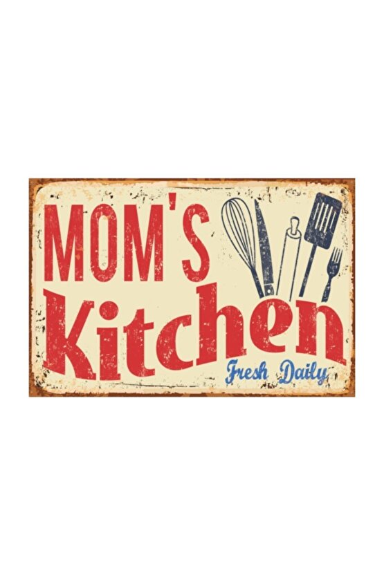 Moms Kitchen Annemin Mutfağı Retro Vintage Ahşap Poster