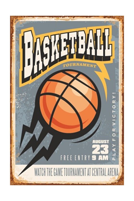 Basketbol  Retro Vintage Ahşap Poster