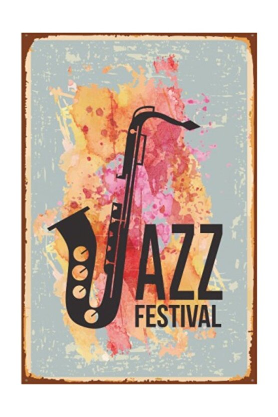 Jazz Festival Retro Vintage Ahşap Poster