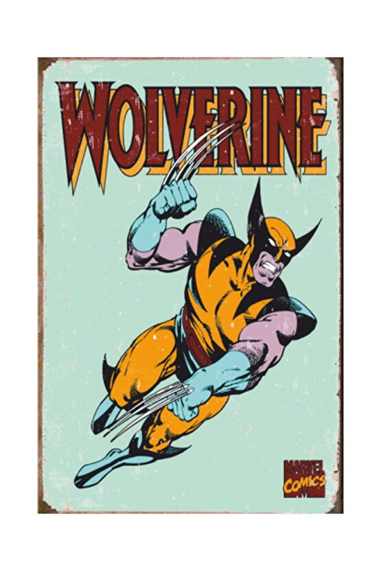 Wolverine Marvel (10 cm X 20 cm) Mini Retro Ahşap Poster