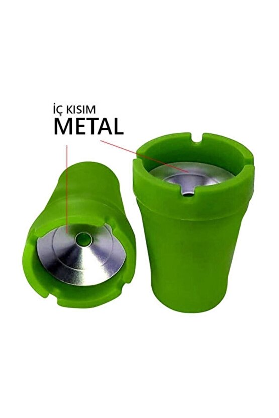 Içi Metal Atmadan Söndür Kül Tablası Kokusuz Küllük Yeşil