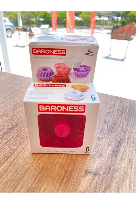 Barones Göbekli Kek & Muffin Kalıbı Silikon Mini Kek Kalıbı (6lı) Pembe