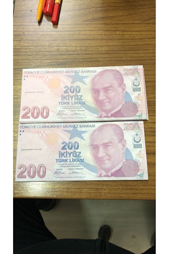 1 DESTE RENKLİ GEÇERSİZ ŞAKA PARASI 200 TÜRK LİRASI TAM 100 ADET