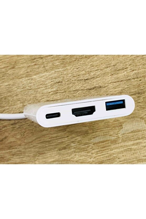 Usb (type-c To 5in1 Usb 3.0 Hdmi) Hub Adaptör Çoklayıcı Type C USB-3.0 Çevirici Kablolu Model