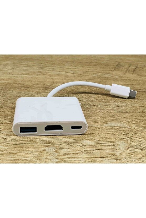 Usb (type-c To 5in1 Usb 3.0 Hdmi) Hub Adaptör Çoklayıcı Type C USB-3.0 Çevirici Kablolu Model