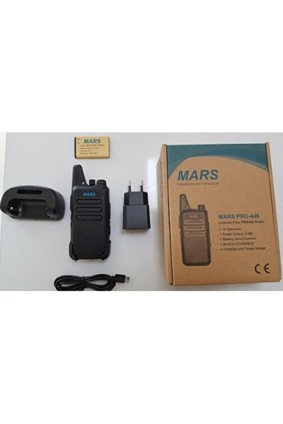 Mars Pro Pmr 446 El Telsizi Siyah +Kulaklık Hediye