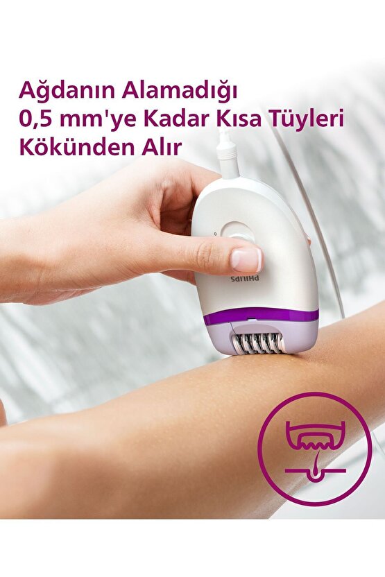 BRE22505 Kablolu Epilatör,Bacak İçin Kullanım,2 Hız Ayarı,Yıkanabilir Başlık