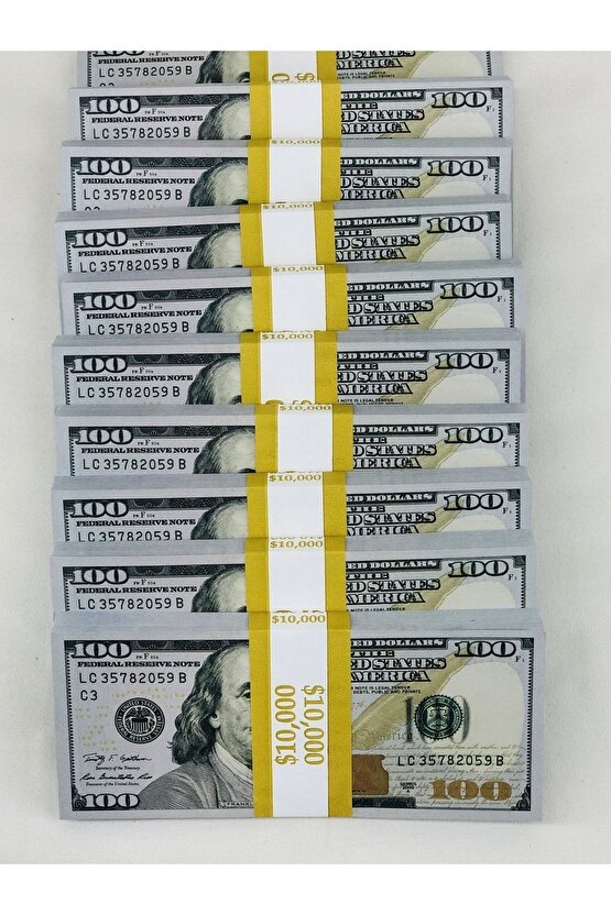 Özel Dijital Baskı Şaka Parası 10 Deste Bantlı 100 Dolar