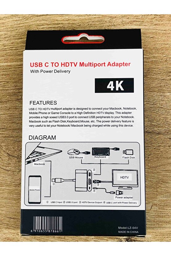 3 In 1 Type C Hdmı Usb Çevirici Apple Macbook I-pad I-phone Huawei Mate Matebook Chromemate Samsung