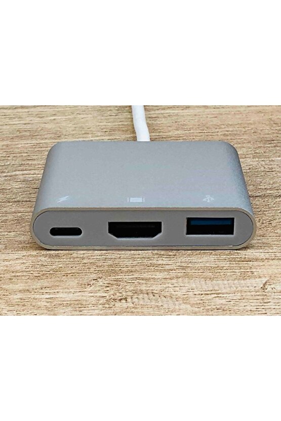 3 In 1 Type C Hdmı Usb Çevirici Apple Macbook I-pad I-phone Huawei Mate Matebook Chromemate Samsung