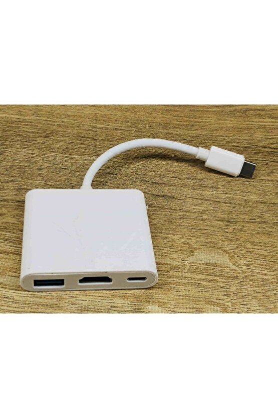 Type-c 5in1 Usb C 3.0 Multi Çevirici Adaptör Çoklayıcı Çoğaltıcı Macbook Air Pro M1 Uyumlu Beyaz