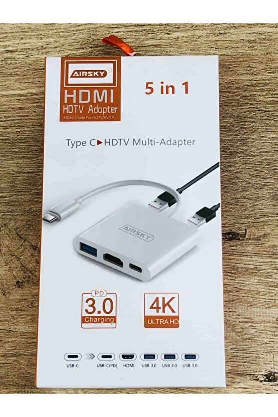 5 In 1 Type-c To 4k Hdmı Usb 3.0 Dönüştürücü Macbook Pro 2015 2016 2017 Samsung S8 S9 S10 Adaptör