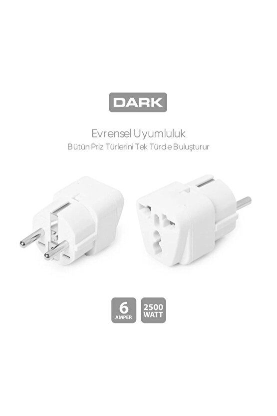 Universal - Türk Çevirici Çevirici Priz Adaptör 10a 250v