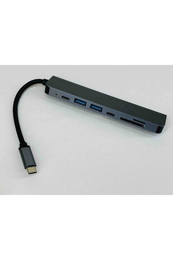 Metal Kasa 7+1 Çevirici Hdmı Type C Usb 3 Sd Kart Tf Card Okuyucu Macbook Chromebook Lumia