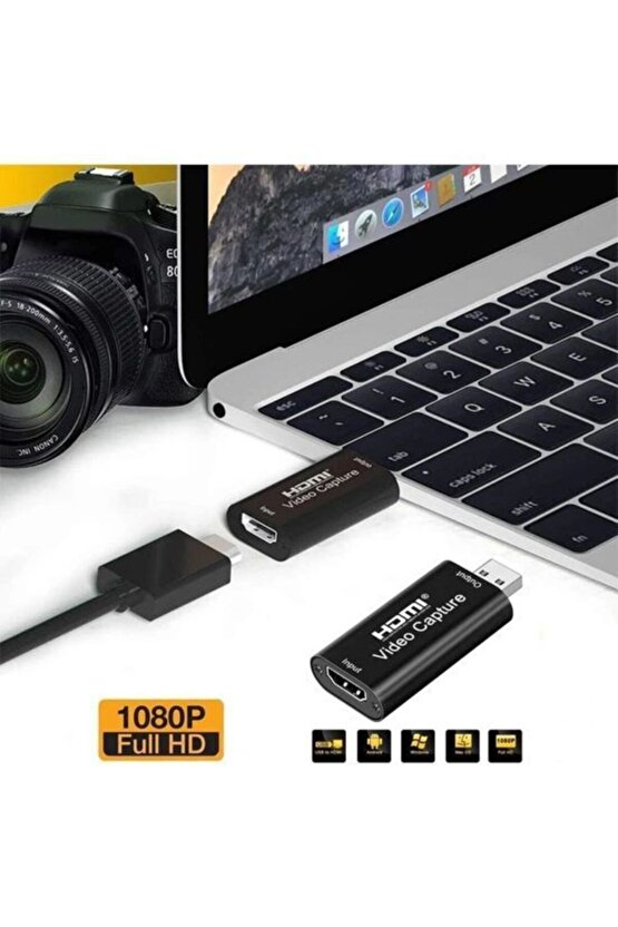 Video Capture Usb 2.0 To Hdmi Çevirici Dönüştürücü Siyah Metal Kasa Adaptör